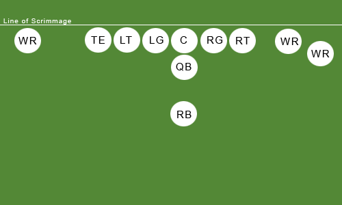 Singleback Formation mit einem Tight End und drei Wide Receiver